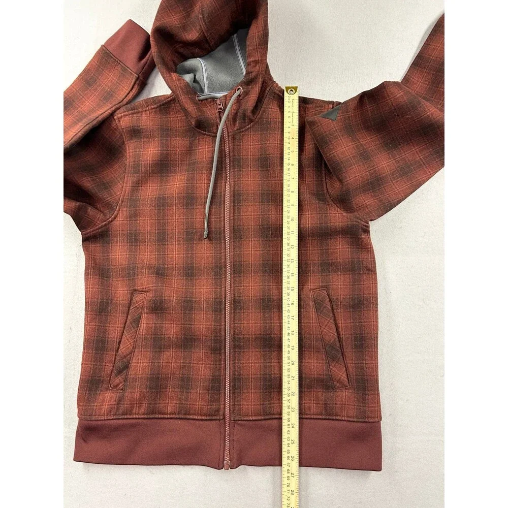 The North Face Red Plaid Hoodie Thick Style Full Zip Jacket Size Medium